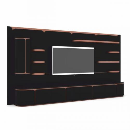 Mobile TV di lusso nero / rame 430 cm - Mobili per soggiorno e hotel di Luxury Group International