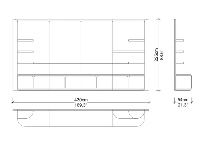 Mobile TV di lusso nero / rame 430 cm - Mobili per soggiorno e hotel di Luxury Group International