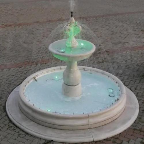 Luxury Two-Tier White Stone Baroque Fountain with Sculpted Finial - Baroque Fountain Top View by Luxury Group International