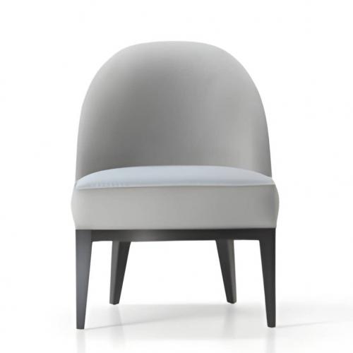 Luxury Upholstered Dining Chair in Grey Fabric with High Back and Geometric Textured Rear Panel in Matte Black Wooden Frame by Luxury Group International