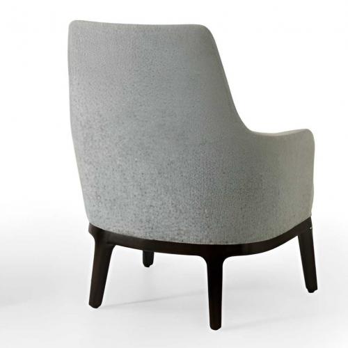 Luxury Upholstered Dining Chair in Soft Ivory with Textured Back Panel and Dark Walnut Base by Luxury Group International