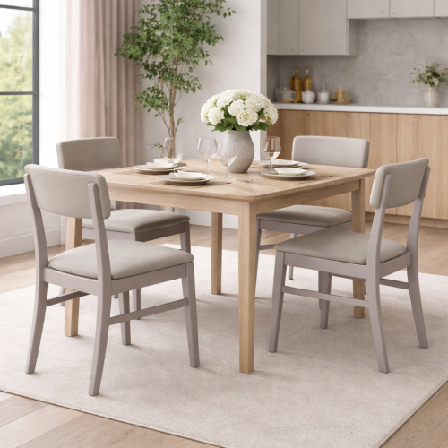 Luxury Upholstered Dining Chair in Taupe Finish with Light Stone-Grey Wooden Frame by Luxury Group International