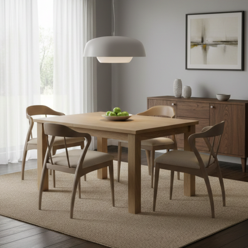 Luxury Upholstered Dining Chair with Curved Backrest and Wooden Frame in Soft Beige by Luxury Group International
