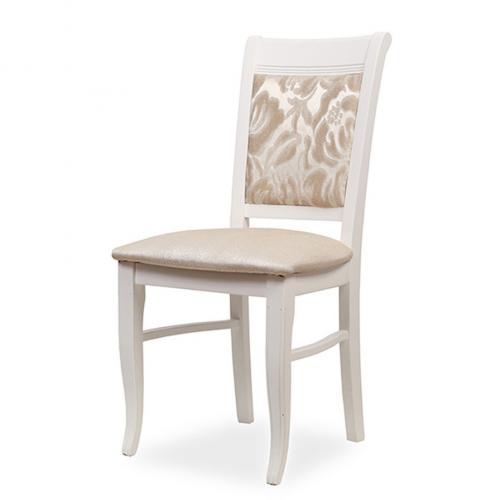 Luxury Upholstered Dining Chair with Padded Backrest - Walnut/Ivory Finish Front View by Luxury Group International