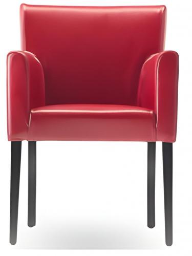 Luxury Upholstered Modern Accent Armchair in Bold Red with Black Wooden Legs by Luxury Group International