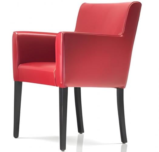 Luxuriöser, gepolsterter, moderner Akzentsessel in kräftigem Rot mit schwarzen Holzbeinen von Luxury Group International