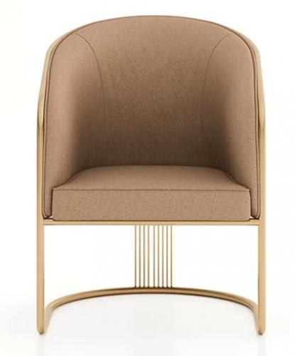 Luxury Upholstered Velvet Beige Dining Chair with Brushed Brass Finish by Luxury Group International