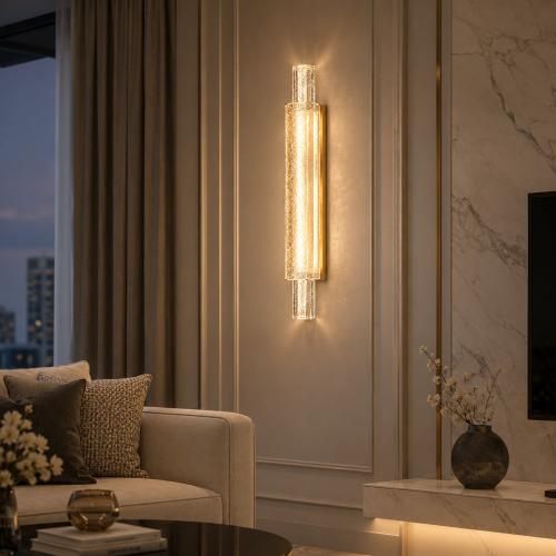 Applique Murale Verticale de Luxe en Verre Cristal avec Éclairage LED Intégré par Luxury Group International
