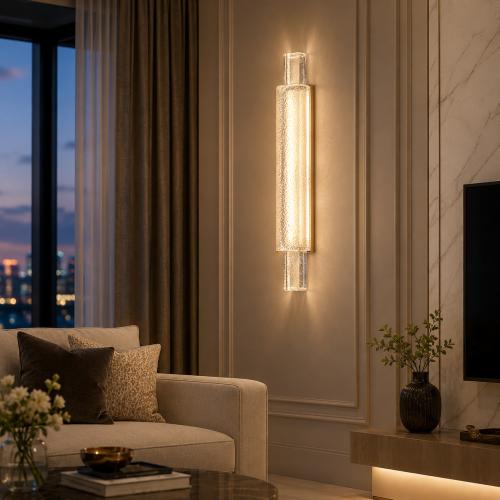 Applique Murale Verticale de Luxe en Verre Cristal avec Éclairage LED Intégré par Luxury Group International