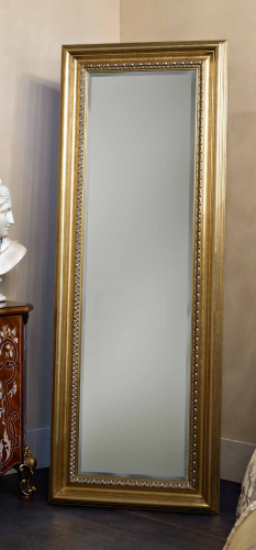 Luxury Vertical Gold Baroque Wall Mirror with Silver Beaded Inner Frame and Pedestal Leaf Detailing – 183 CM by Luxury Group