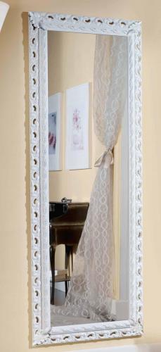 Luxury Vertical White Baroque Wall Mirror with Pierced Leaf Relief Border in Sculpted Frame – 176 CM by Luxury Group