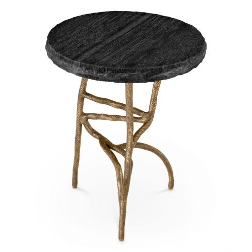 Luxury Vintage Brass Marble Round Side Table by Luxury Group International