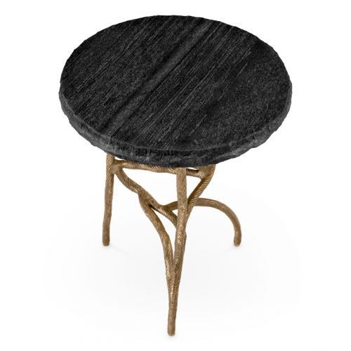 Luxury Vintage Brass Marble Round Side Table by Luxury Group International