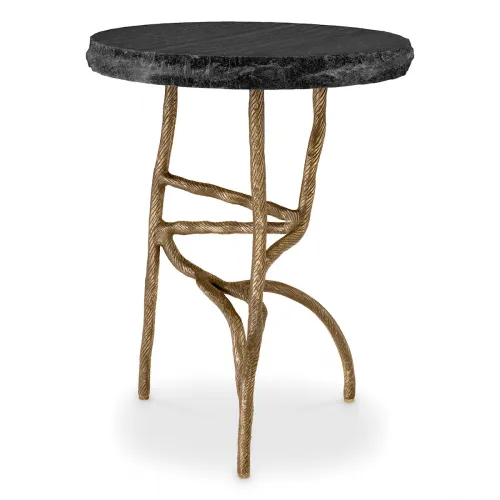 Luxury Vintage Brass Marble Round Side Table by Luxury Group International