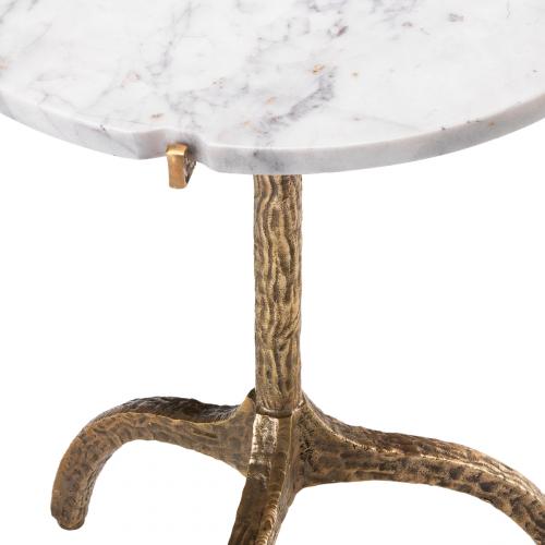 Luxus Vintage Beistelltisch aus Messing mit Marmor und Dreibein-Stativ von Luxury Group International