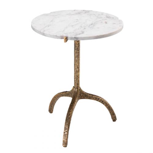 Luxus Vintage Beistelltisch aus Messing mit Marmor und Dreibein-Stativ von Luxury Group International