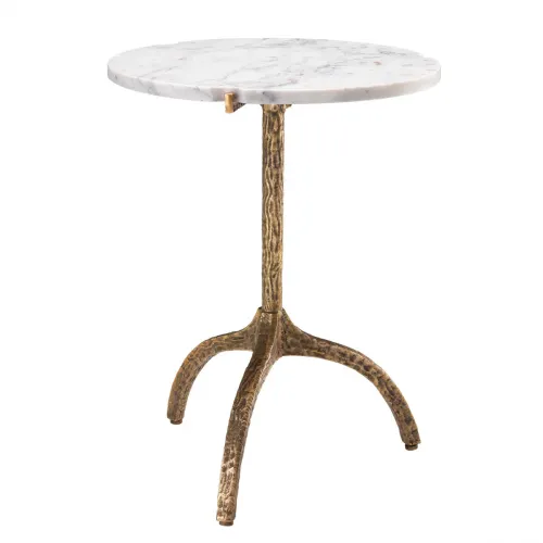 Luxury Vintage Brass Marble Tripod Side Table by Luxury Group International