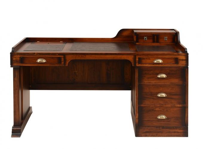 Luxury Vintage Executive Desk with Raised Organizer Shelf - Vintage Style Furniture Front View by Luxury Group International