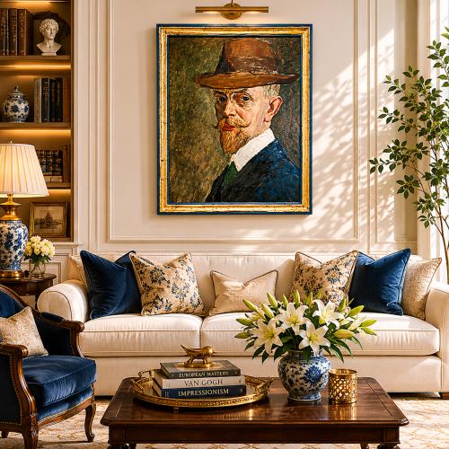 Luxus Vintage Herrenporträt Wandkunst mit klassischer europäischer Malerei von Luxury Group International