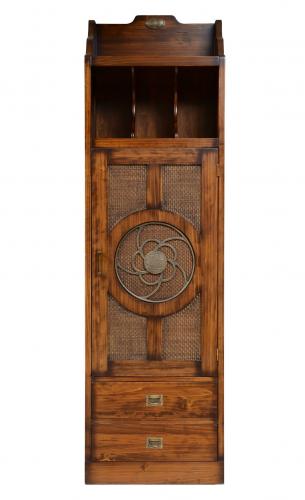 Luxury Vintage Shelve Cabinet with Cane Mesh Door - Vintage Furniture Front View by Luxury Group International