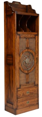 Luxury Vintage Shelve Cabinet with Cane Mesh Door - Vintage Furniture Side View by Luxury Group International