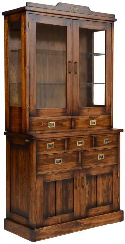 Vetrina in Stile Vintage di Lusso con Base a Cassetti Multipli e Vetrina in Vetro - Mobili in Stile Vintage Vista laterale di Luxury Group International