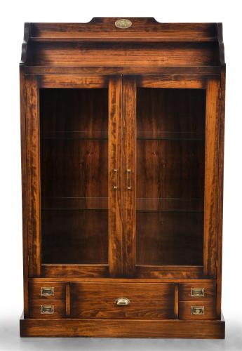 Luxury Vintage Style Display Cabinet with Upper Open Shelf & Multi-Drawer Storage - Vintage Style Furniture Front View by Luxury Group International