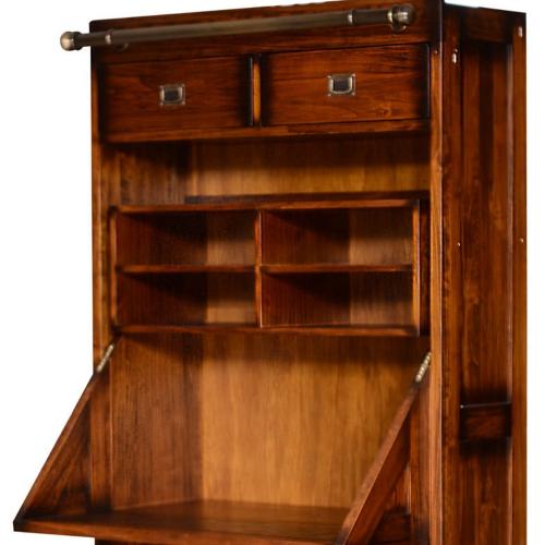 Luxury Vintage Style Multi-Storage Shelve Cabinet with Fold-Down Workstation - Vintage Style Furniture Detail View by Luxury Group International