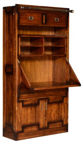 Luxury Vintage Style Multi-Storage Shelve Cabinet with Fold-Down Workstation - Vintage Style Furniture Side View by Luxury Group International