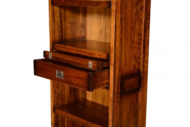 Luxury Vintage Style Shelve Cabinet with Open Display Storage & Integrated Drawer - Vintage Style Furniture Detail View by Luxury Group International