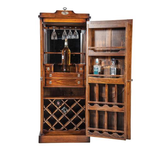 Luxury Vintage Style Wooden Bar Cabinet with Cane Mesh Doors - Vintage Style Furniture Inside View by Luxury Group International