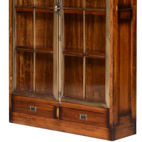 Luxury Vintage Style Wooden Display Cabinet with Dual Glass Doors & Base Drawers - Vintage Style Furniture Detail View by Luxury Group International