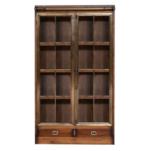 Luxury Vintage Style Wooden Display Cabinet with Dual Glass Doors & Base Drawers - Vintage Style Furniture Front View by Luxury Group International