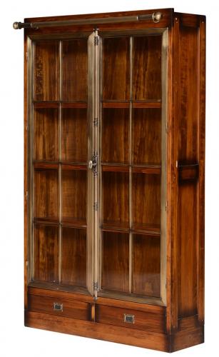 Luxury Vintage Style Wooden Display Cabinet with Dual Glass Doors & Base Drawers - Vintage Style Furniture Front View by Luxury Group International