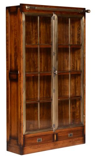Luxury Vintage Style Wooden Display Cabinet with Dual Glass Doors & Base Drawers - Vintage Style Furniture Side View by Luxury Group International