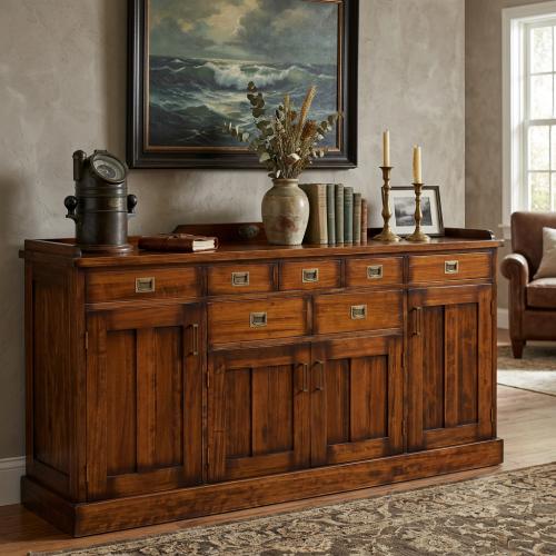 Luxury Vintage Style Wooden Sideboard with Multi-Drawer Storage & Cabinet Doors - Vintage Style Furniture Lifestyle View by Luxury Group International