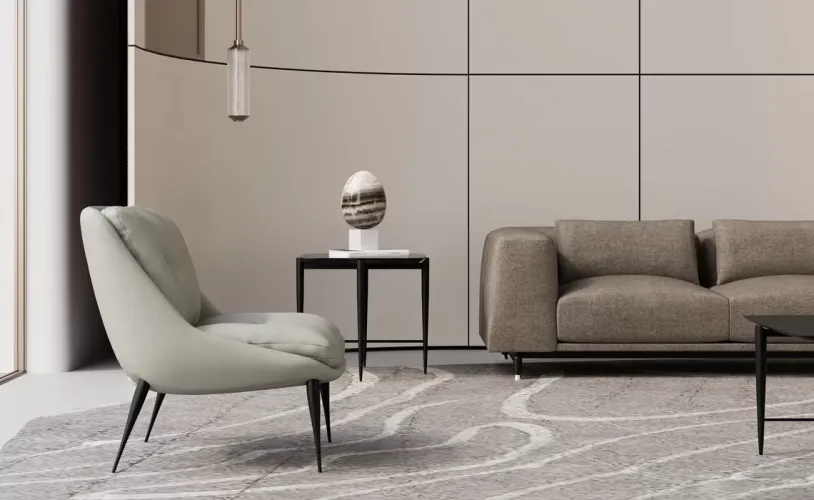 White Upholstered Tufted Back Metal Leg Luxury Armchair Metal Leg-Living Room Furniture by Luxury Group International