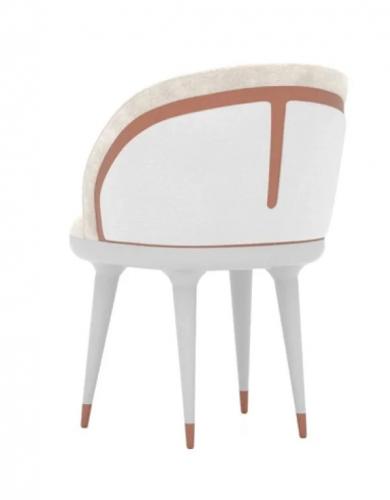 Luxury White Upholstered Modern Dining Chair with Copper Finish Design by Luxury Group International