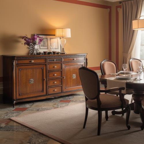 Luxury Wooden Baroque Sideboard with Multi-Drawers & Storage Cabinet - Baroque Furniture Lifestyle View by Luxury Group International