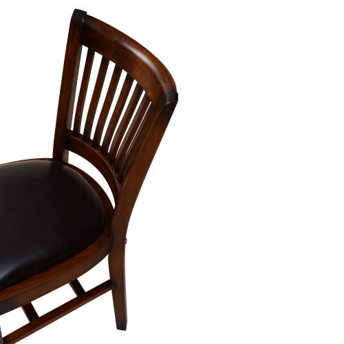 Luxury Wooden Dining Armchair with Leather Seat & Curved Slatted Backrest - Dining Room Furniture Detail View by Luxury Group International