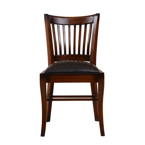 Luxury Wooden Dining Armchair with Leather Seat & Curved Slatted Backrest - Dining Room Furniture Front View by Luxury Group International