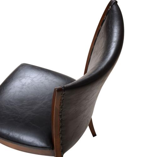 Silla de Comedor de Madera de Lujo con Tapicería de Cuero y Respaldo Curvado - Muebles para Comedor Vista superior por Luxury Group International
