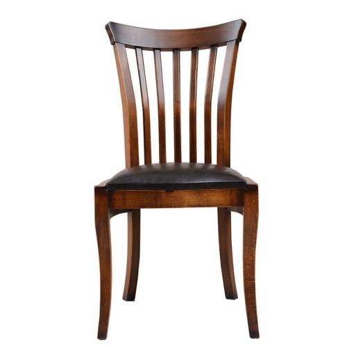 Luxury Wooden Dining Chair with Leather Seat & Curved Slatted Backrest - Dining Room Furniture Front View by Luxury Group International