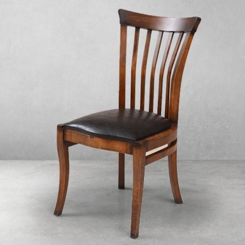 Luxury Wooden Dining Chair with Leather Seat & Curved Slatted Backrest - Dining Room Furniture Front View by Luxury Group International