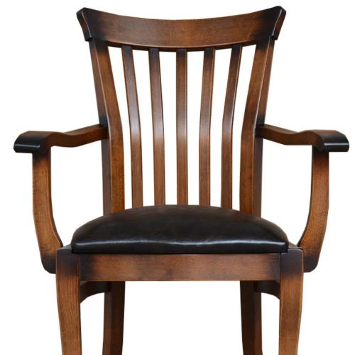 Luxury Wooden Dining Leather Armchair with Curved Armrests - Dining Room Furniture Detail View by Luxury Group International