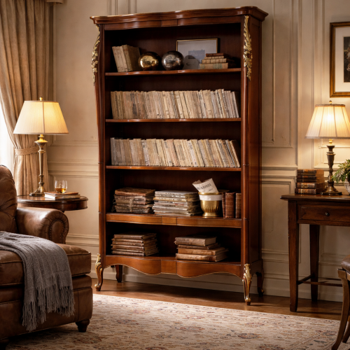 Luxury Wooden Open Shelves with Gold Leaf Baroque Carved Detailing - Living Room Furniture Lifestyle View by Luxury Group International