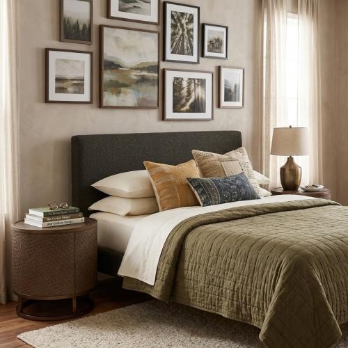 Luxury Woven Oak Veneer Drum-Shaped Side Table with Bronze Frame by Luxury Group International