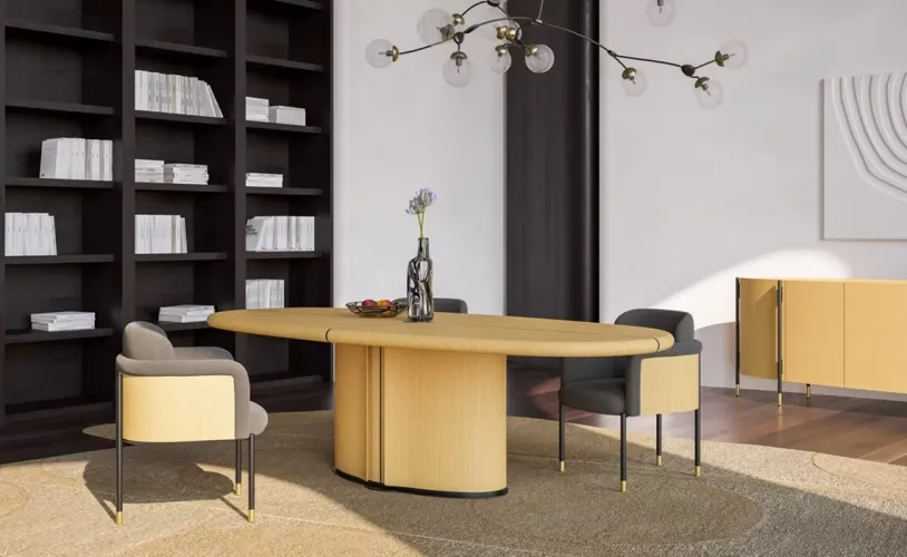Luxury Yellow & Black Upholstered Wooden Dining Chair by Luxury Group International