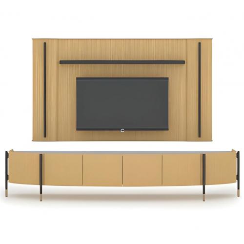Modern Yellow & Matte Black wooden Luxury TV unit by Luxury Group International