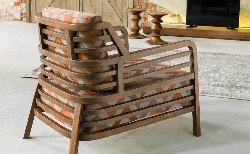 Luxury Zigzag Upholstered Wooden Lounge Armchair with Solid Wood Frame--Luxury Armchair by Luxury Group International